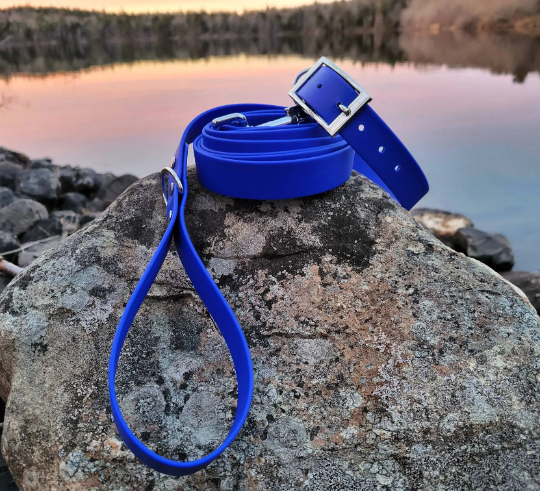 1" or 3/4" Collar/Leash Biothane Set in Single Colour or 2 Tone Leash (Choice of 3/4" or 1" Leash)