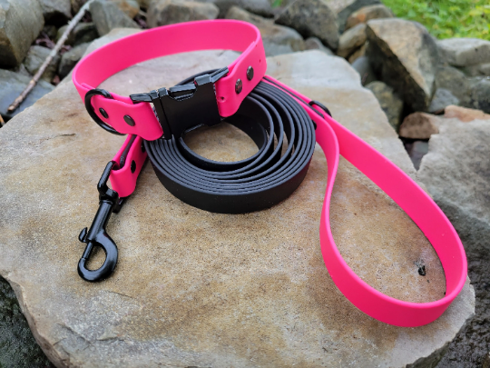 Quick Release Biothane Dog Collar and Leash Set 1" or 3/4" in Single Colour or 2 Tone